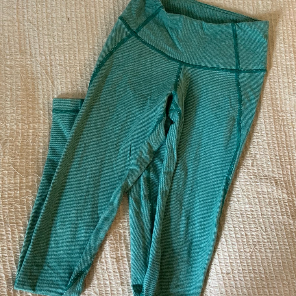 Lululemon Wunder Under Pants Stripes Cotton Heathered Leggings Rare Size 2